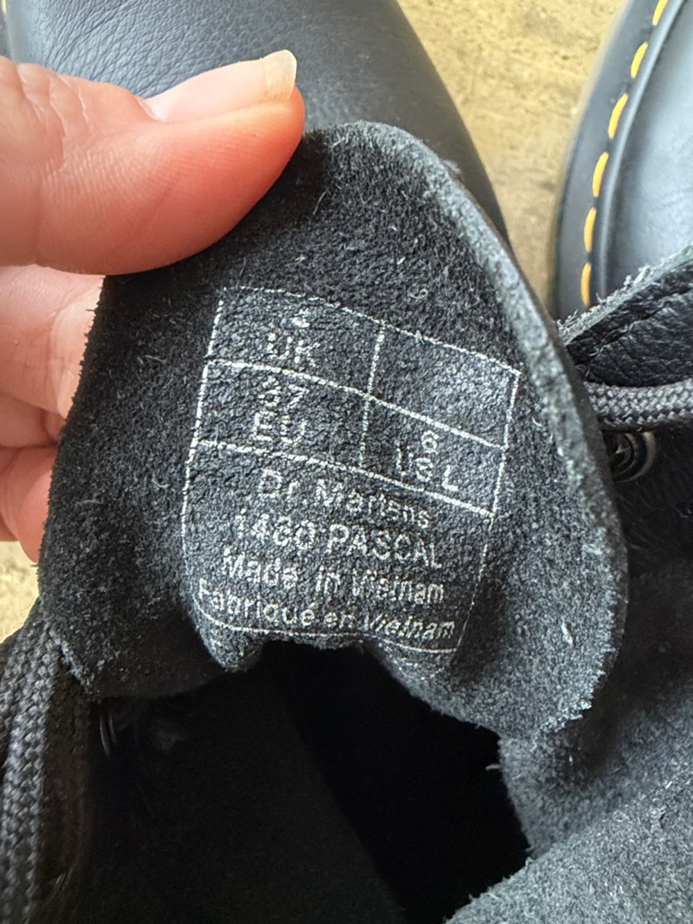 Dr. Martens Black Leather Lace-Up Boots with Yellow Stitching - Picture 2 of 6